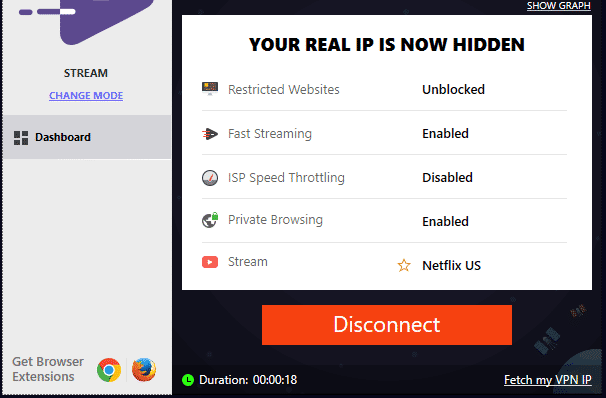 成功连接至 purevpn Netflix us节点