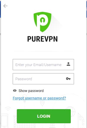 在chrome上登录purevpn