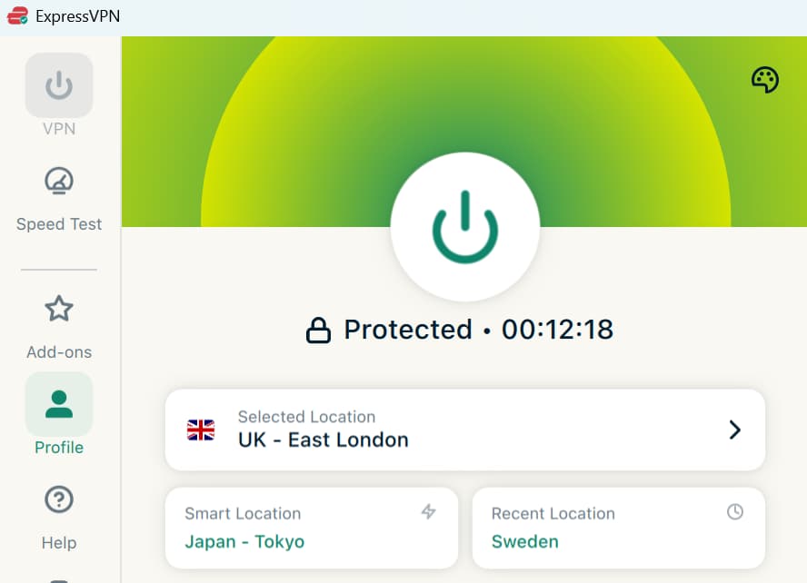 成功连接到UK-East London节点