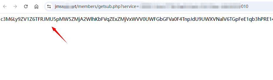 訪問  justmysocks 訂閱地址，顯示的內容是base64編碼後的節點信息