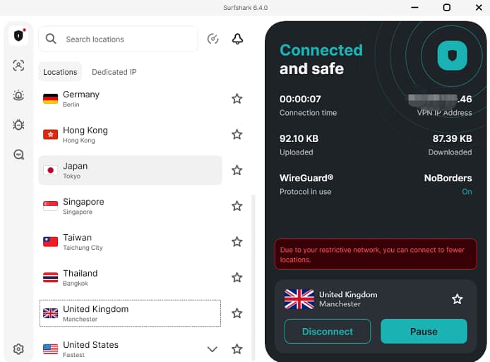 成功连接到英国节点
