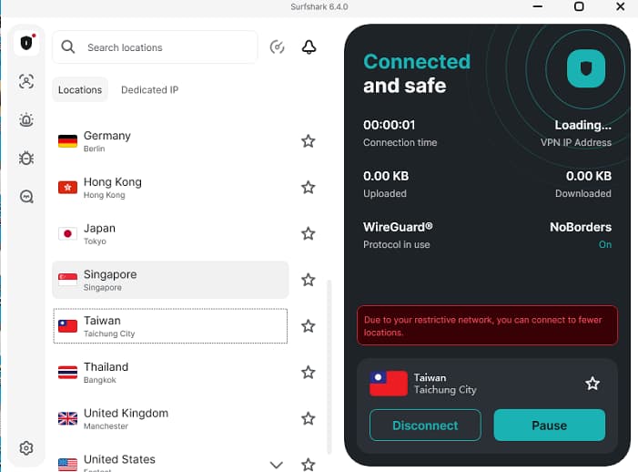 中国台湾节点连接正常