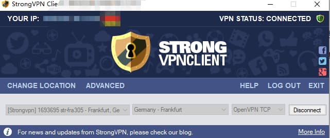 成功连接到strongvpn