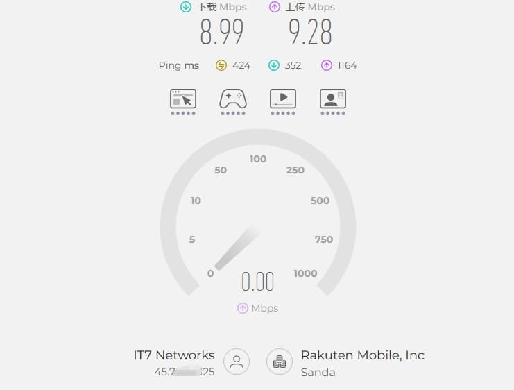 使用speedtest对该节点进行测速