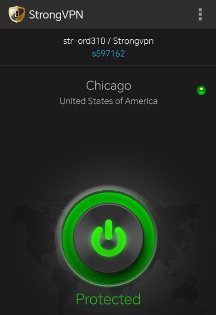 android下成功連上United States of America - Chicago-str-ord310節點